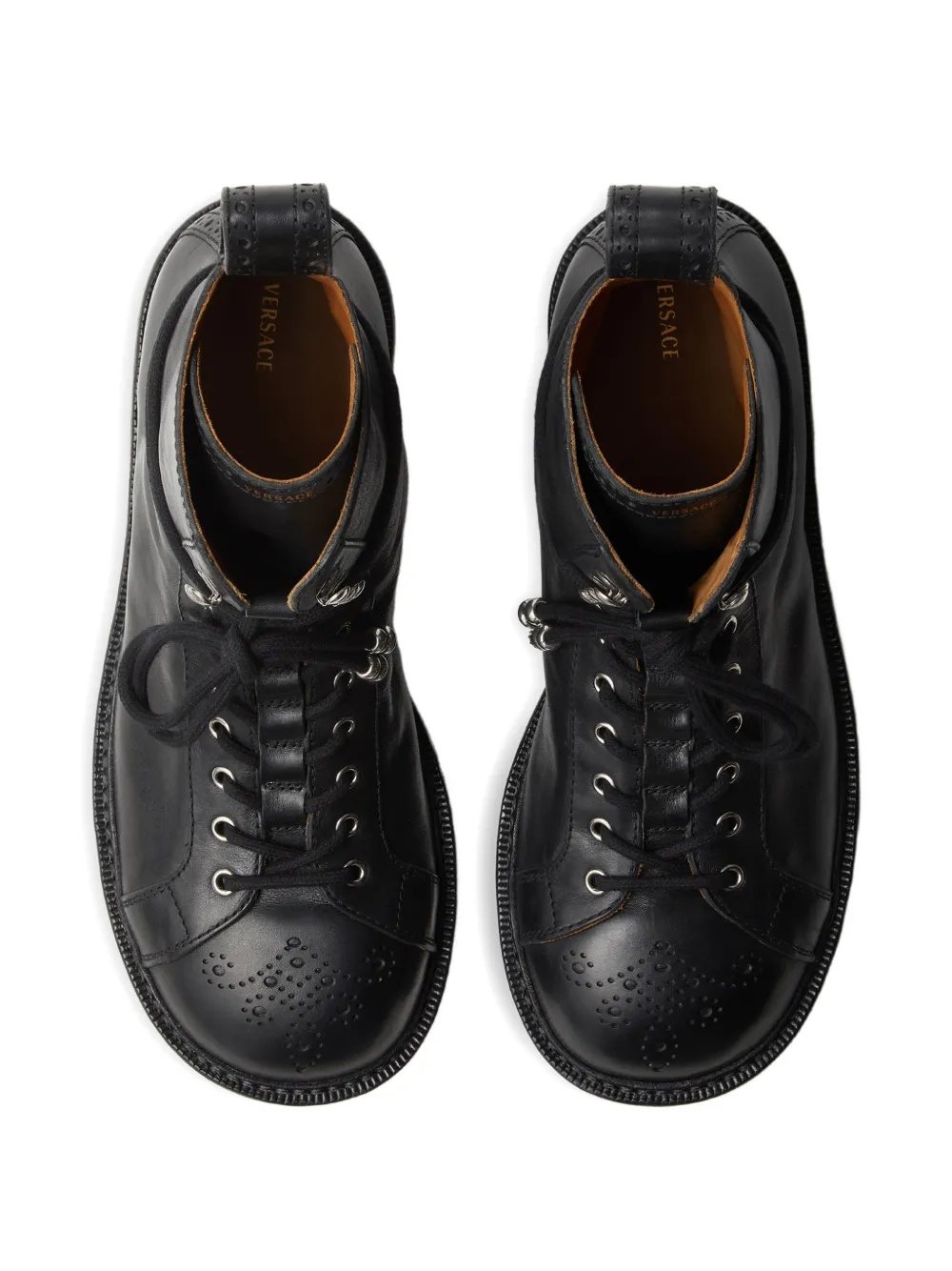 Versace Billy leren laarzen Zwart