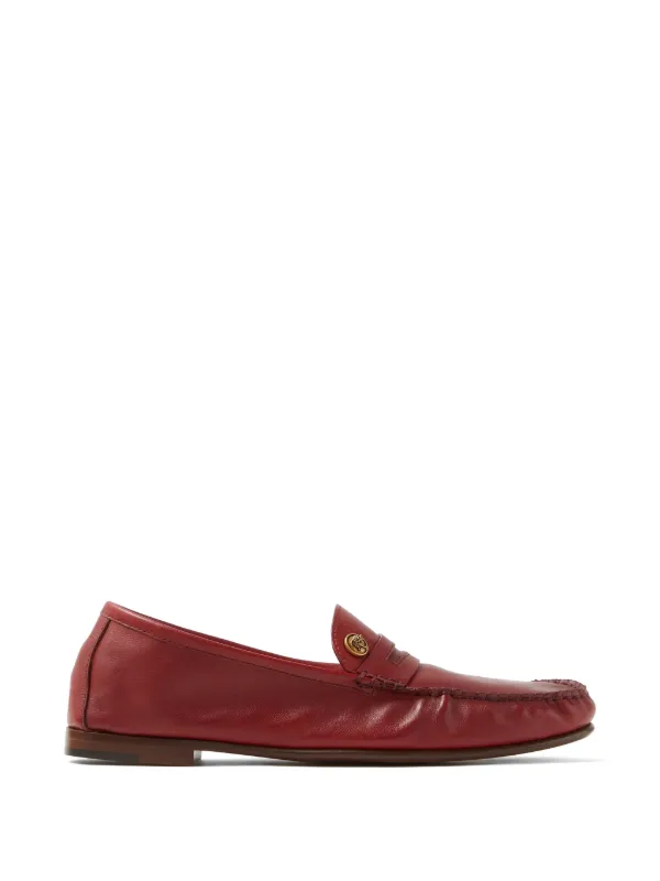 Versace Guanto Leather Guanto Leather Moccasins in Red