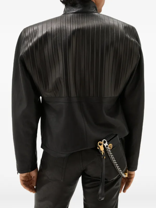 Versace Leather Jacket | Black | FARFETCH SG