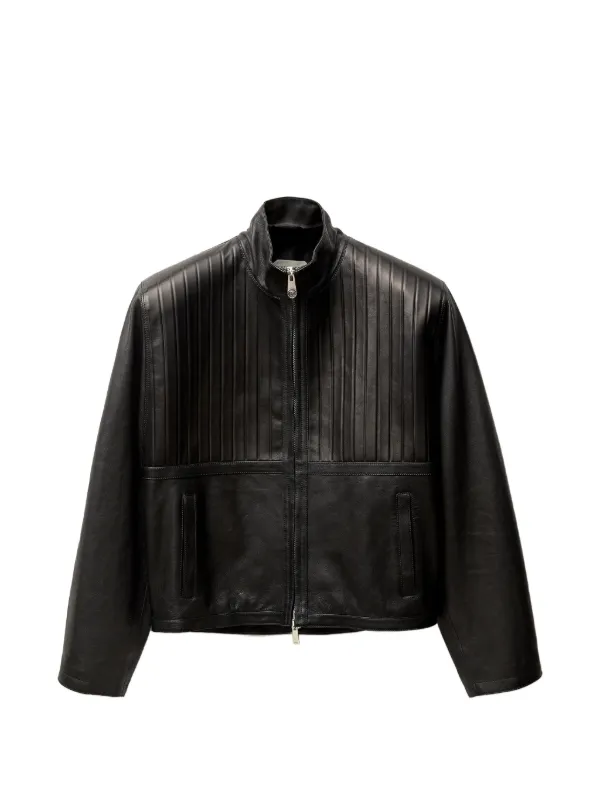 Versace Leather Jacket | Black | FARFETCH SG