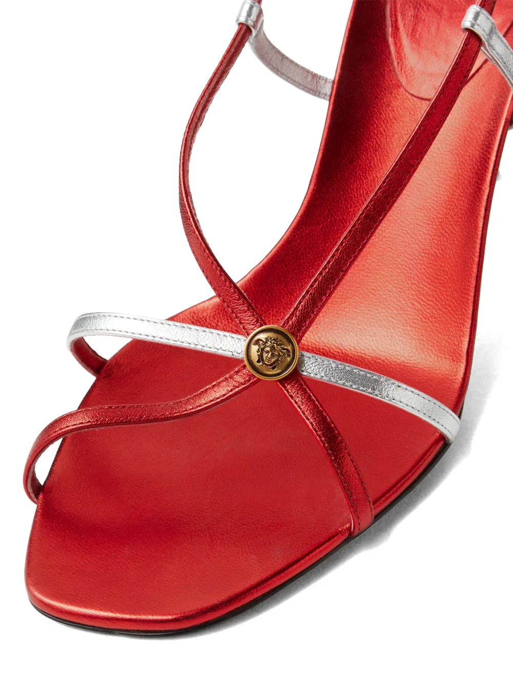 Versace Metallic sandalen met bandje Rood