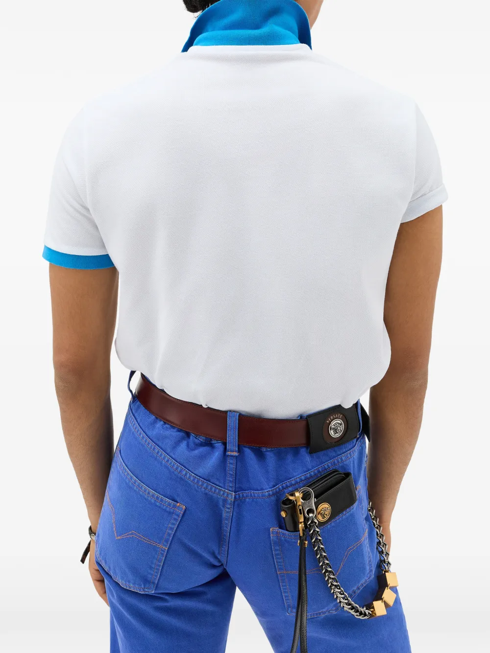 Versace Katoenen piqué poloshirt met borduurwerk Wit