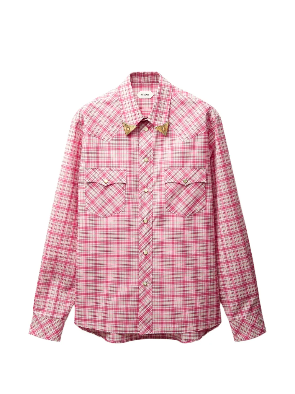 Versace checked cotton-poplin slim shirt - Rot