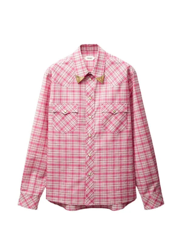 Versace Checked Cotton-poplin Slim Shirt in Red