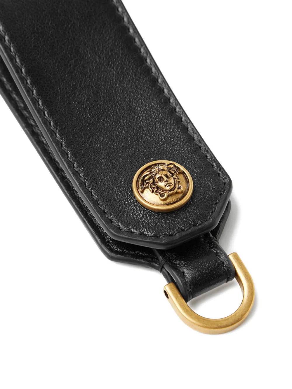 Versace Emblème leren sleutelhanger Zwart