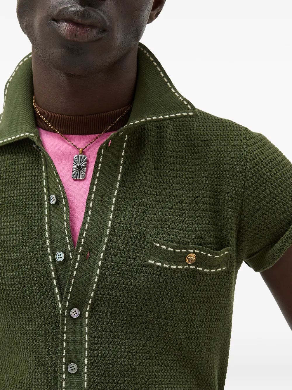 Versace Katoenen gebreid overhemd Groen