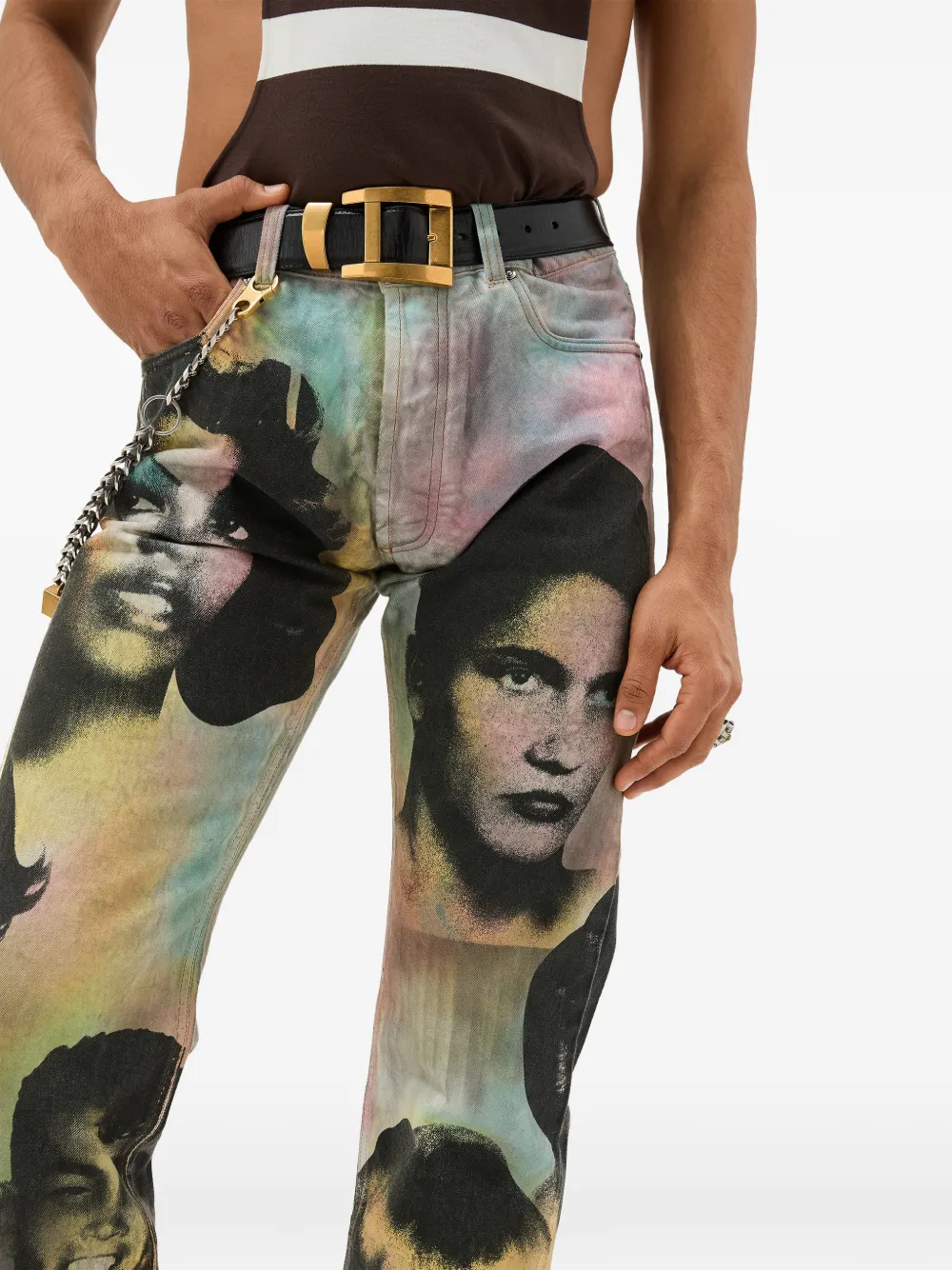 Versace Regular jeans met print Zwart