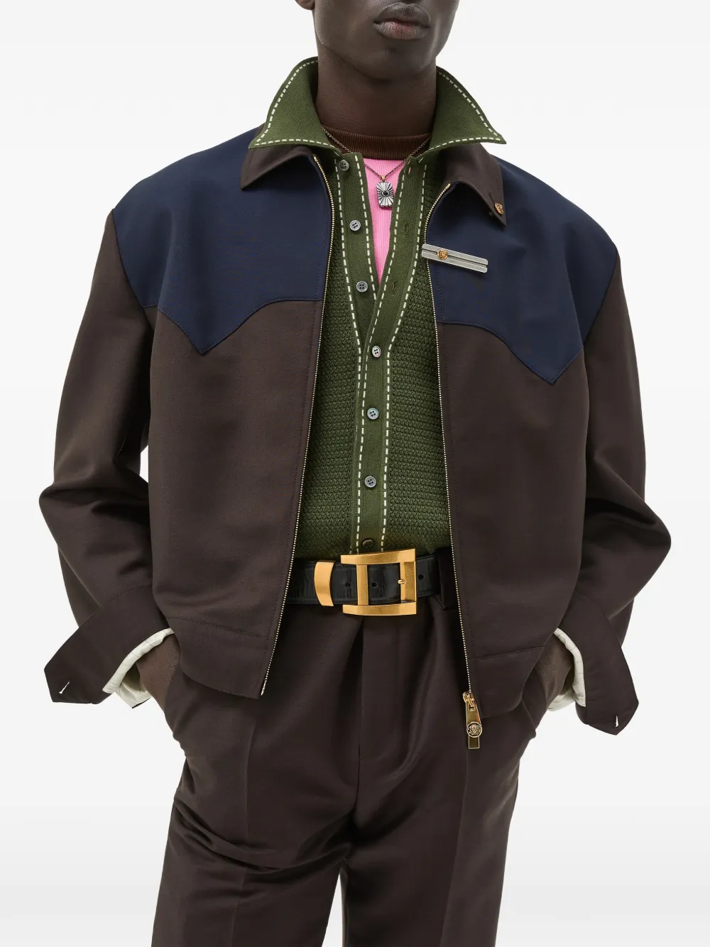  Versace Wool-mohair Zip Blouson - Brown 