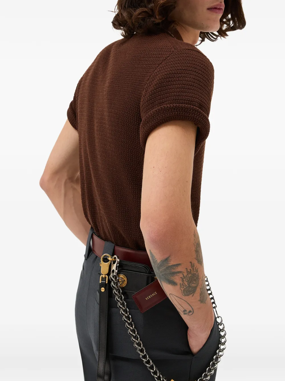Versace Katoenen gebreid overhemd Bruin