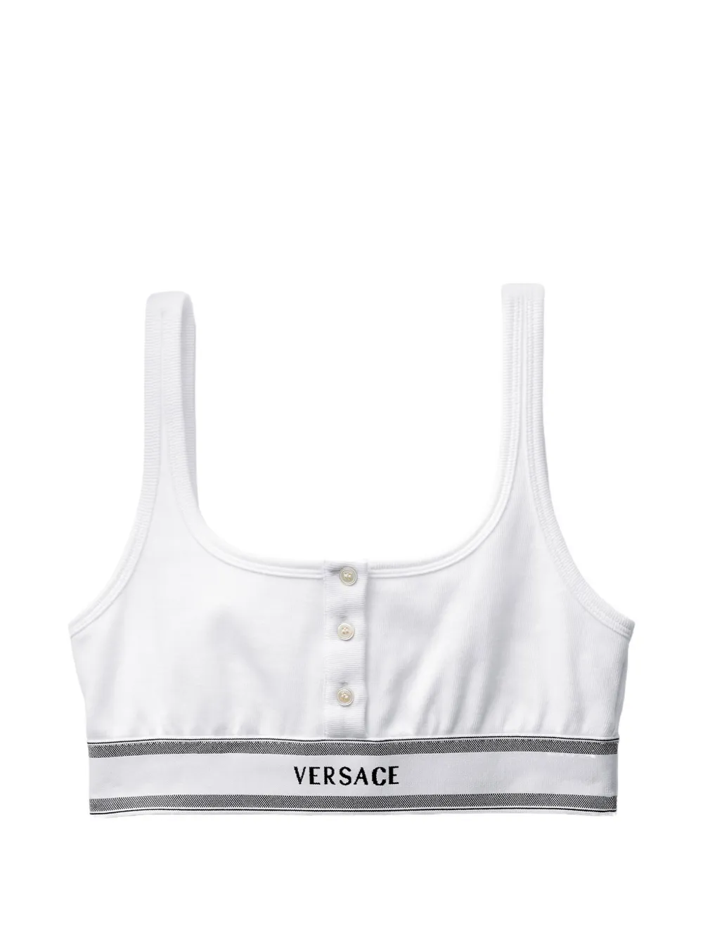 Versace Bralette in jersey di cotone a coste - Bianco