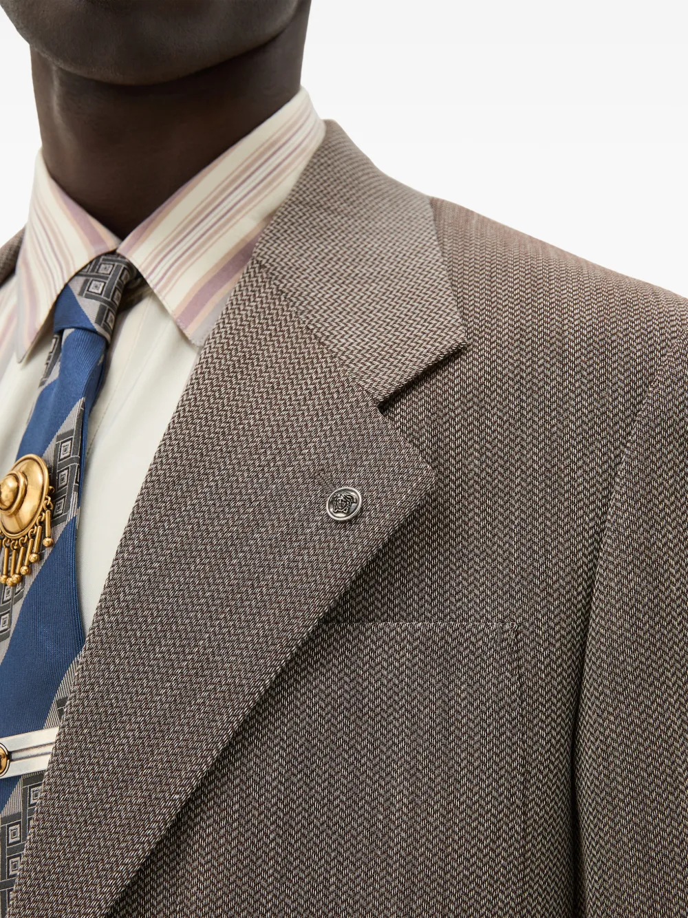 Versace Wollen blazer met visgraatpatroon Bruin