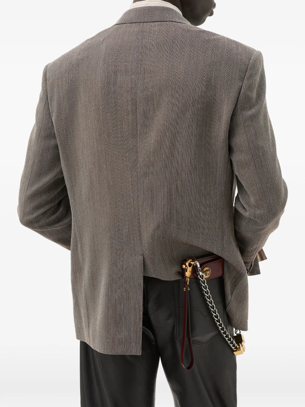 Versace Wollen blazer met visgraatpatroon Bruin