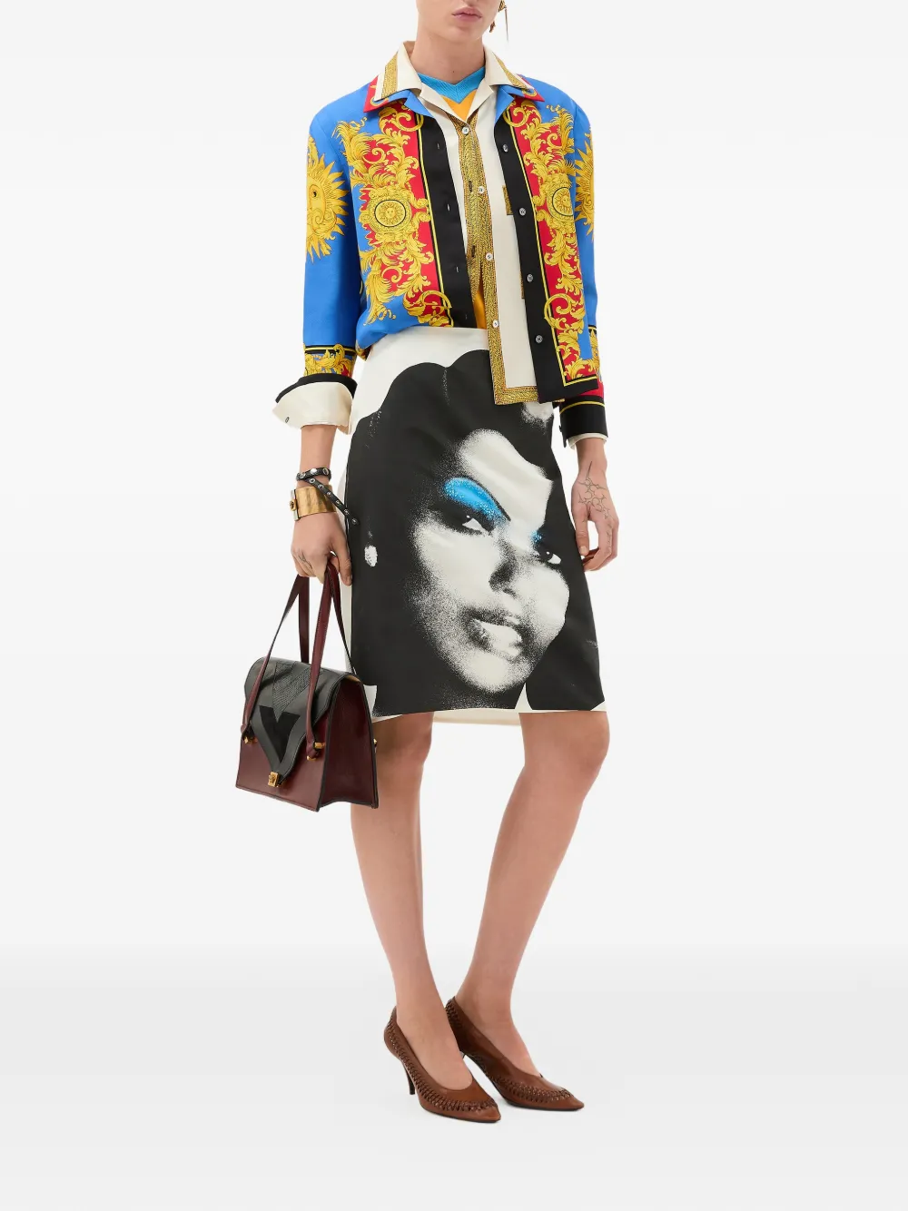 Versace printed silk-poplin pencil skirt | Straight Skirts | Image 2