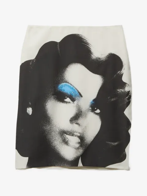 Versace printed silk-poplin pencil skirt