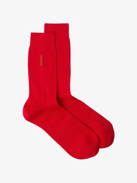 Versace embroidered cotton ribbed socks