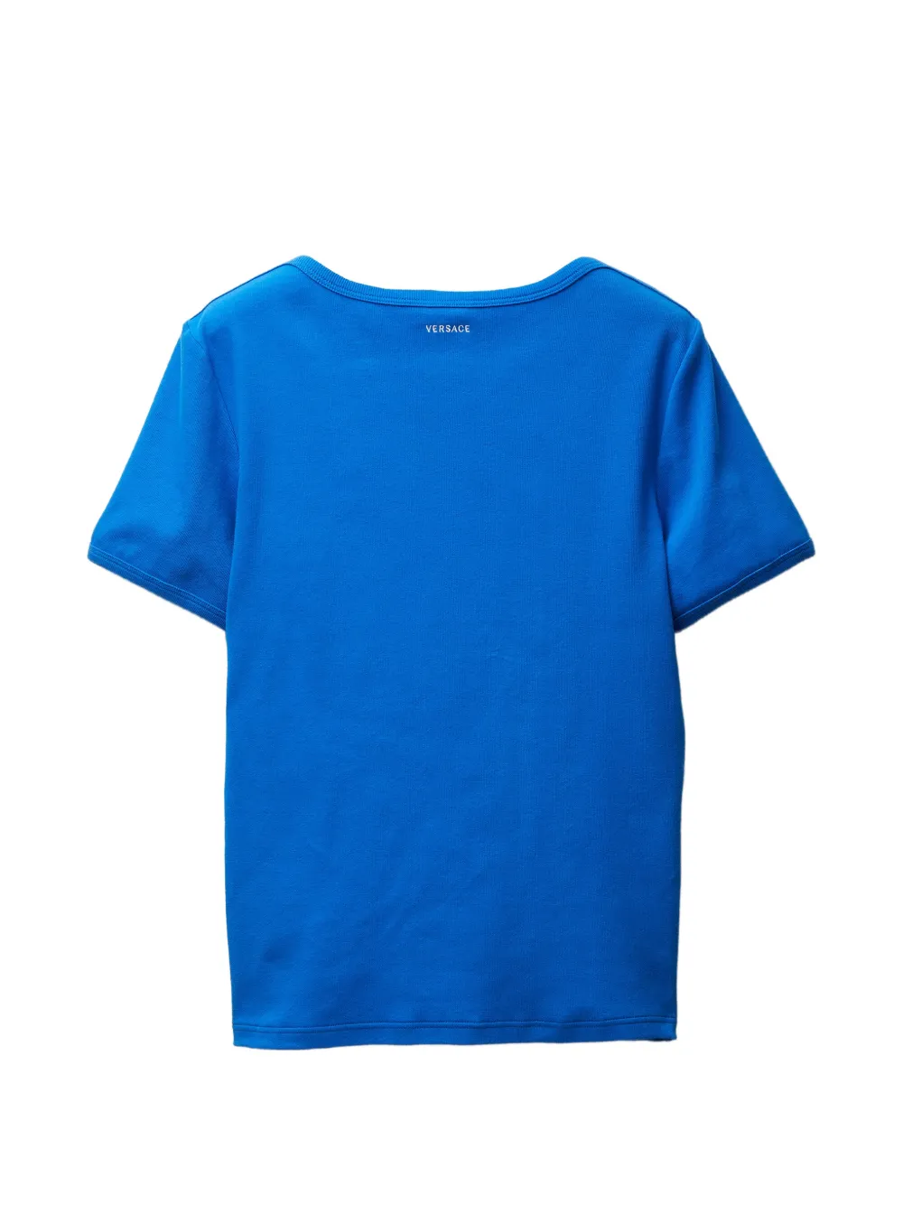 Versace Geribbeld katoenen-jersey T-shirt met borduurwerk Blauw