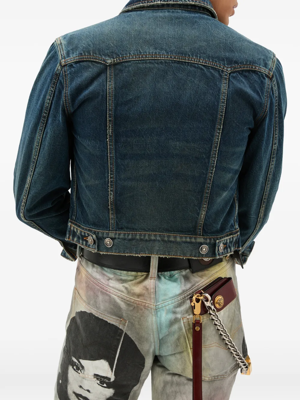 Versace Spijkerjack met knoop Blauw