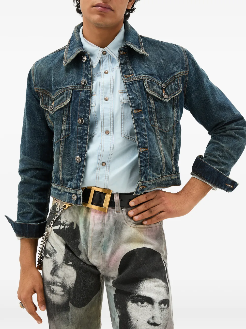  Versace Chaqueta Vaquera Con Botones - Azul 