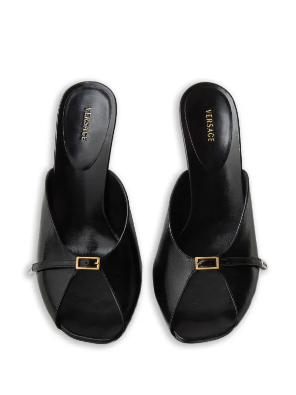 Versace Nyx Leather Sandals | Black | FARFETCH