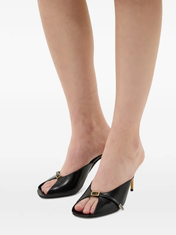 レザーサスペンダー 黒 VERSACE Versace Nyx Leather Sandals | Black | FARFETCH