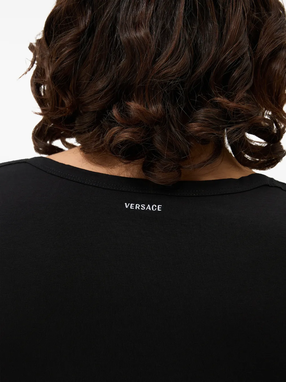 Versace Katoenen-jersey T-shirt met borduurwerk Zwart