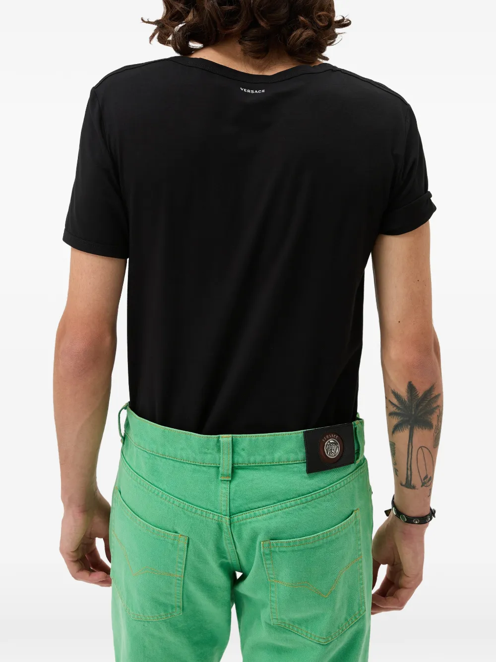 Versace Katoenen-jersey T-shirt met borduurwerk Zwart