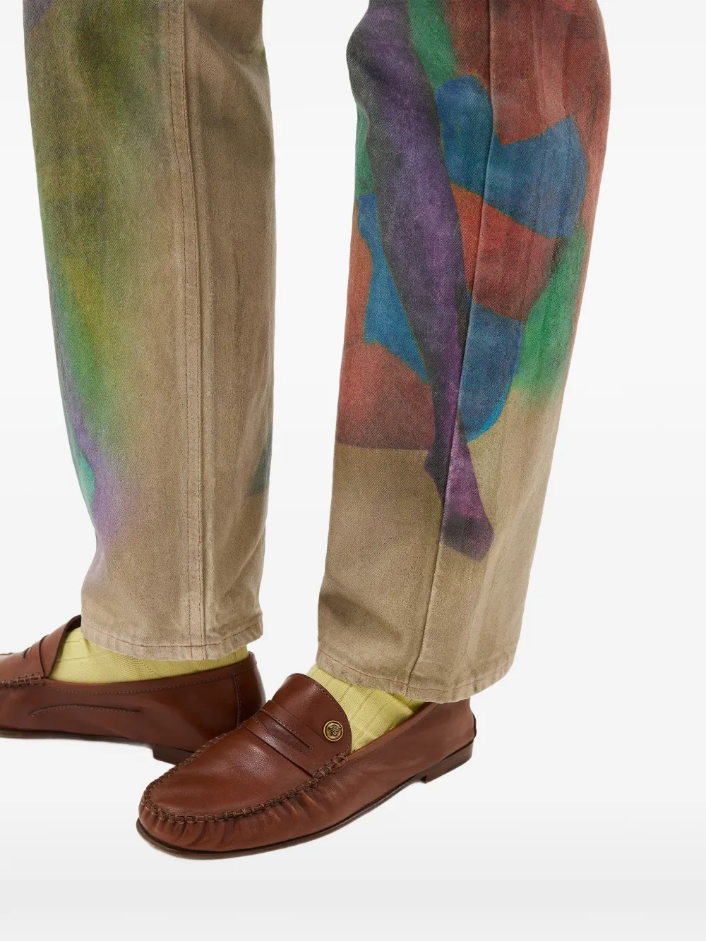 Versace Guanto leren loafers Bruin