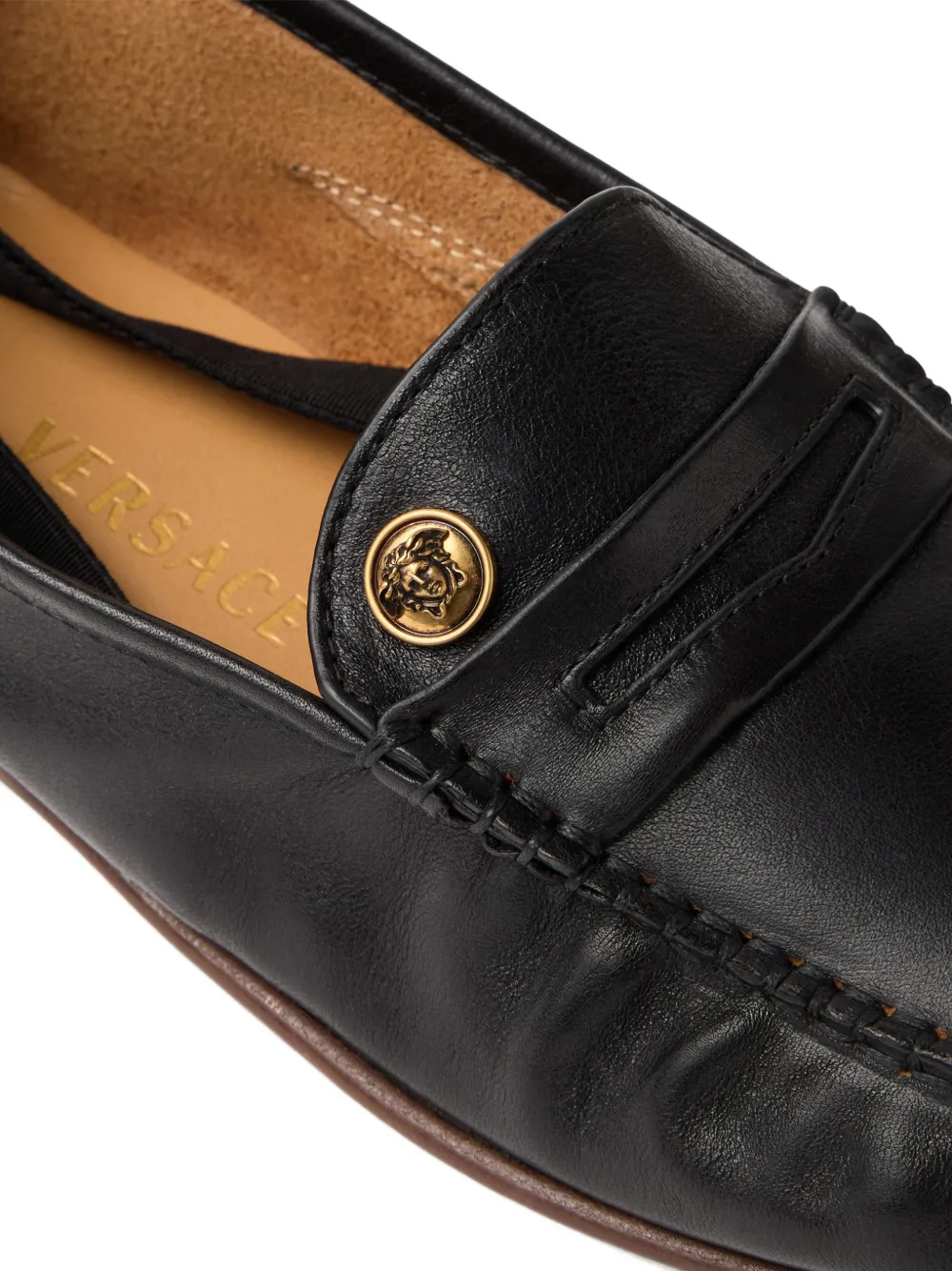 Versace Guanto leren mocassins Zwart