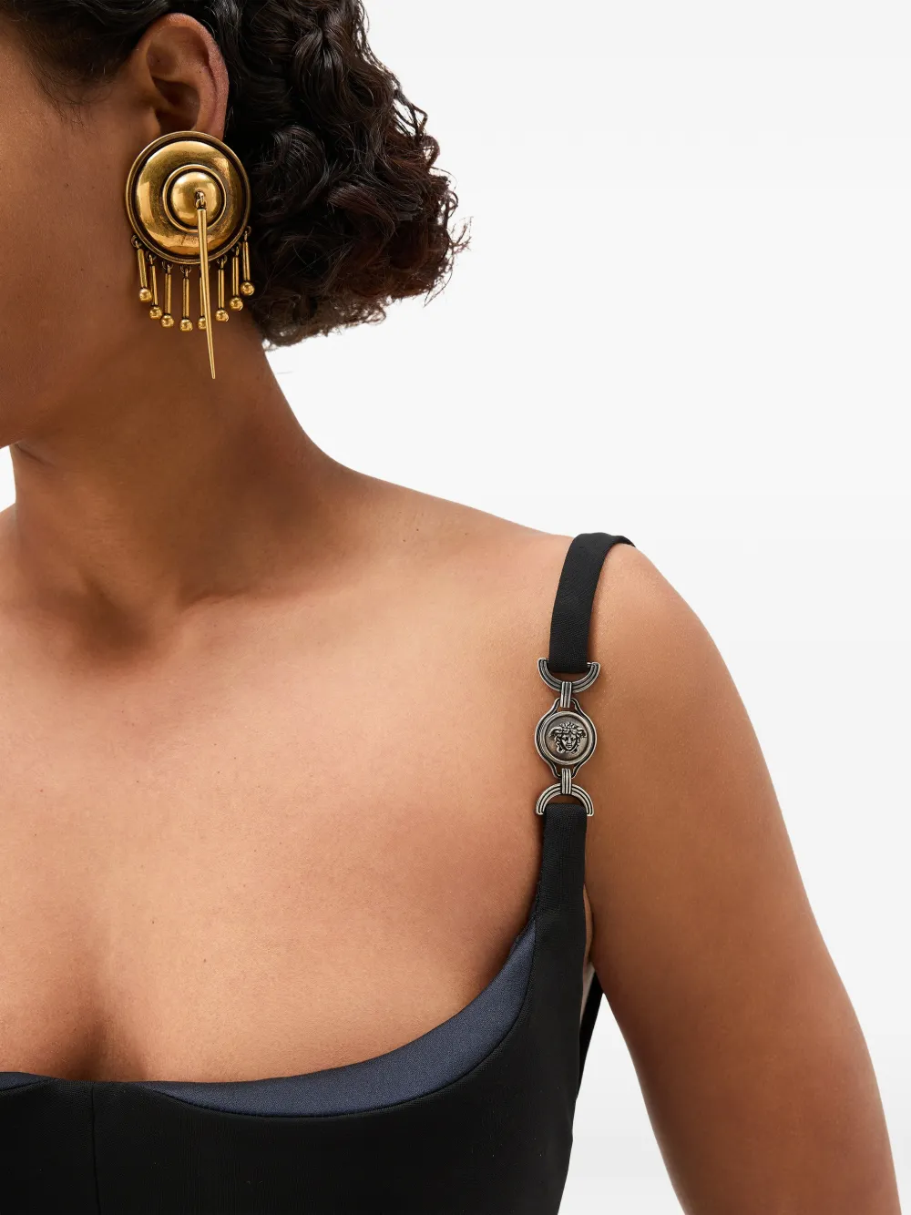 Versace Compacte viscose-jersey midi-jurk Zwart