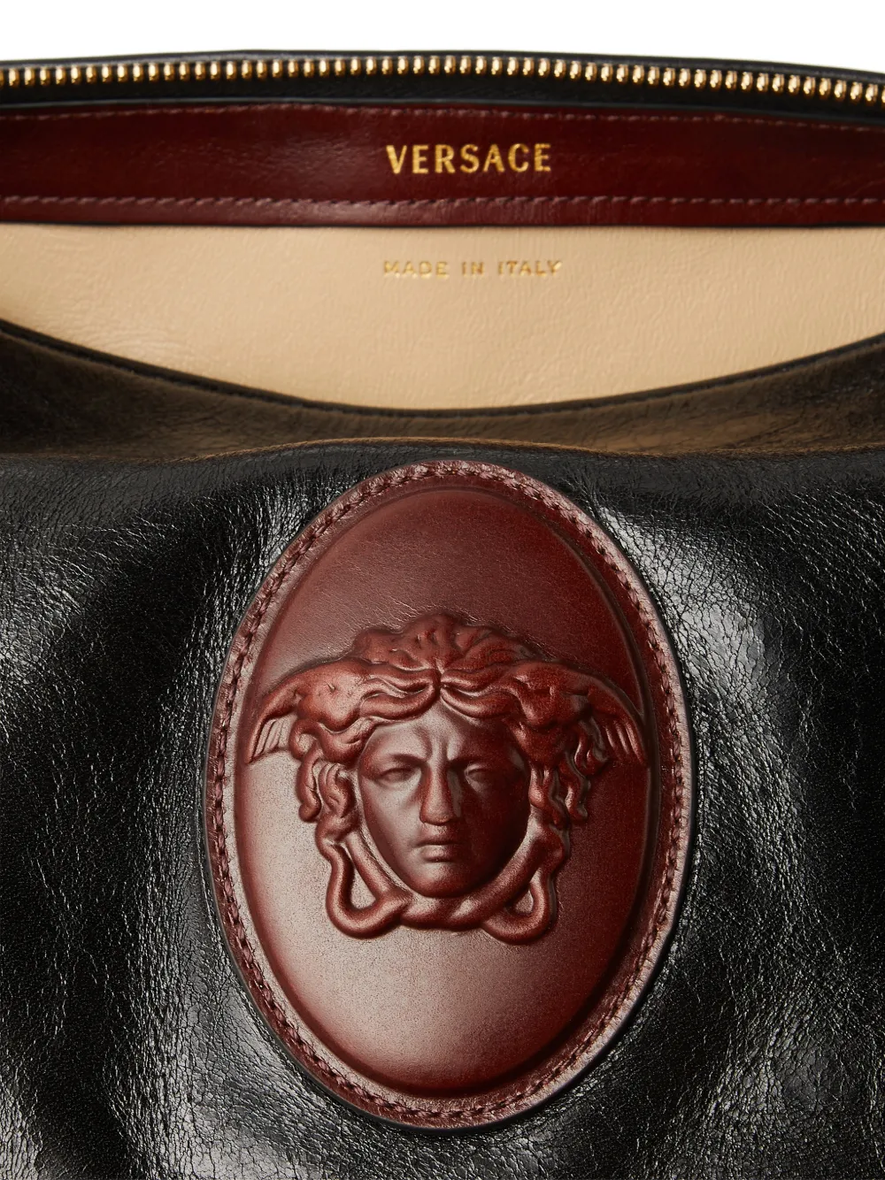 Versace Roomy Boston leren tas Zwart
