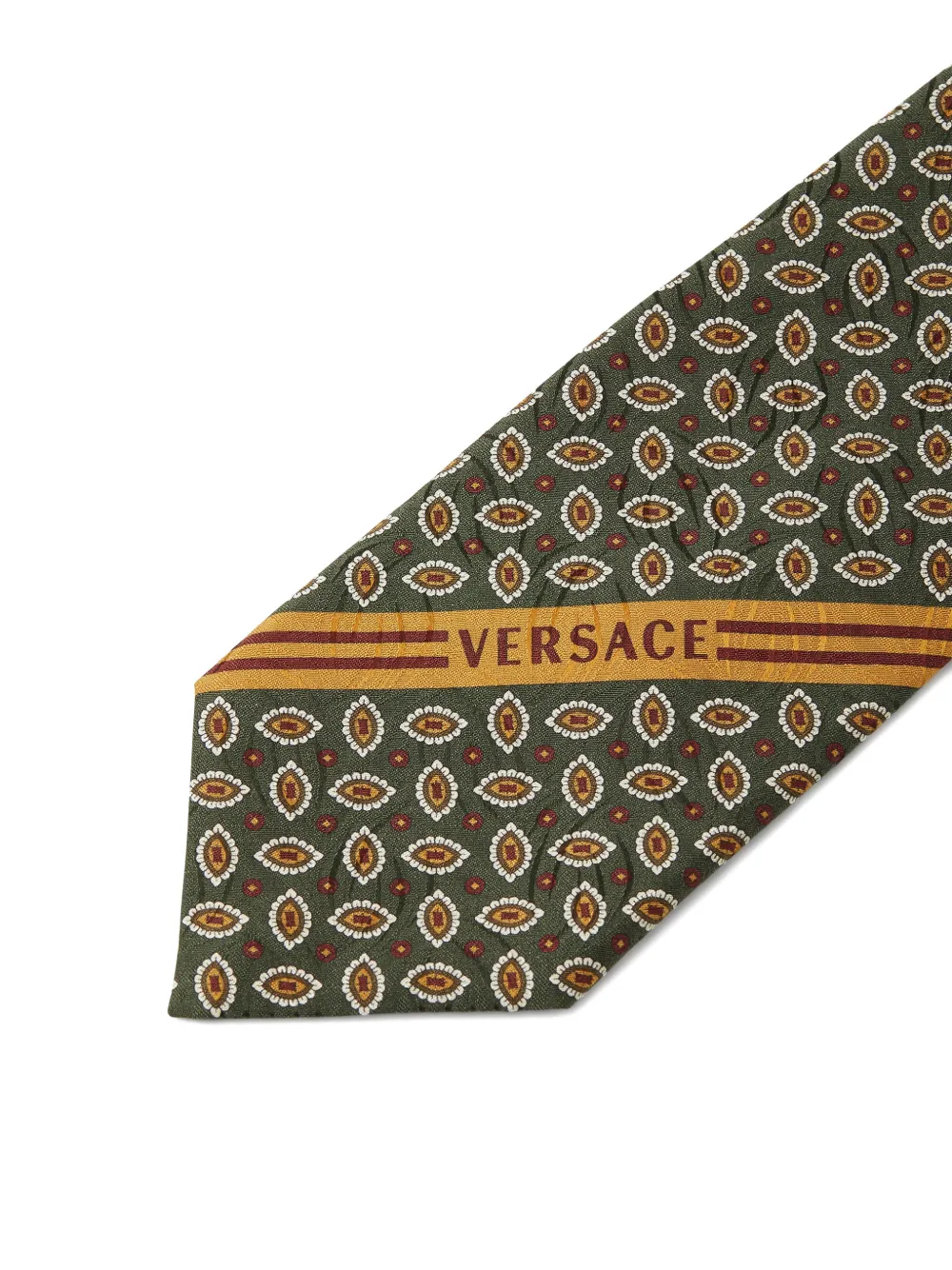  Versace Printed Jacquard Silk Tie - Green 