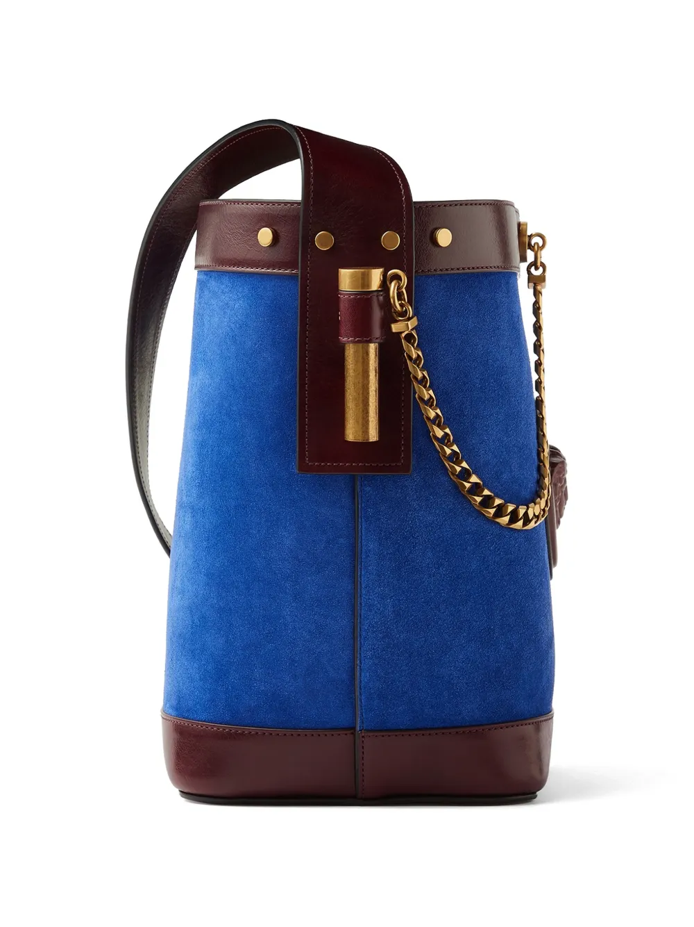 Versace Pivot kleine suède bucket-tas Blauw