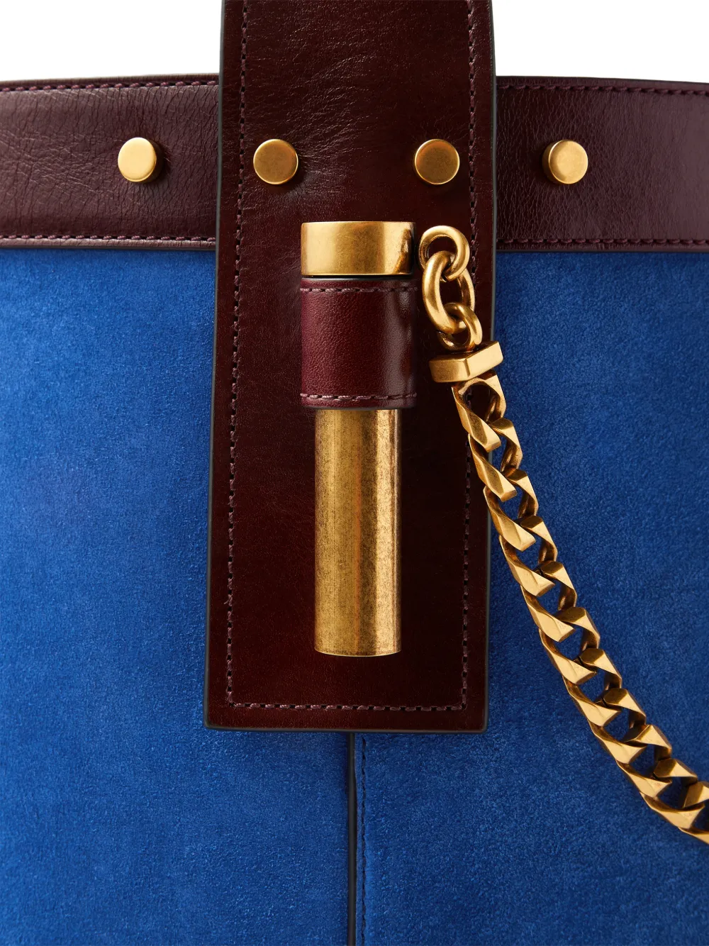 Versace Pivot kleine suède bucket-tas Blauw