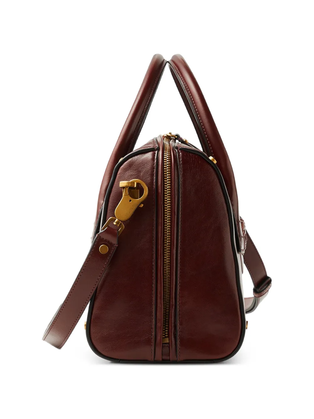 Versace Roomy leren Boston tas Bruin
