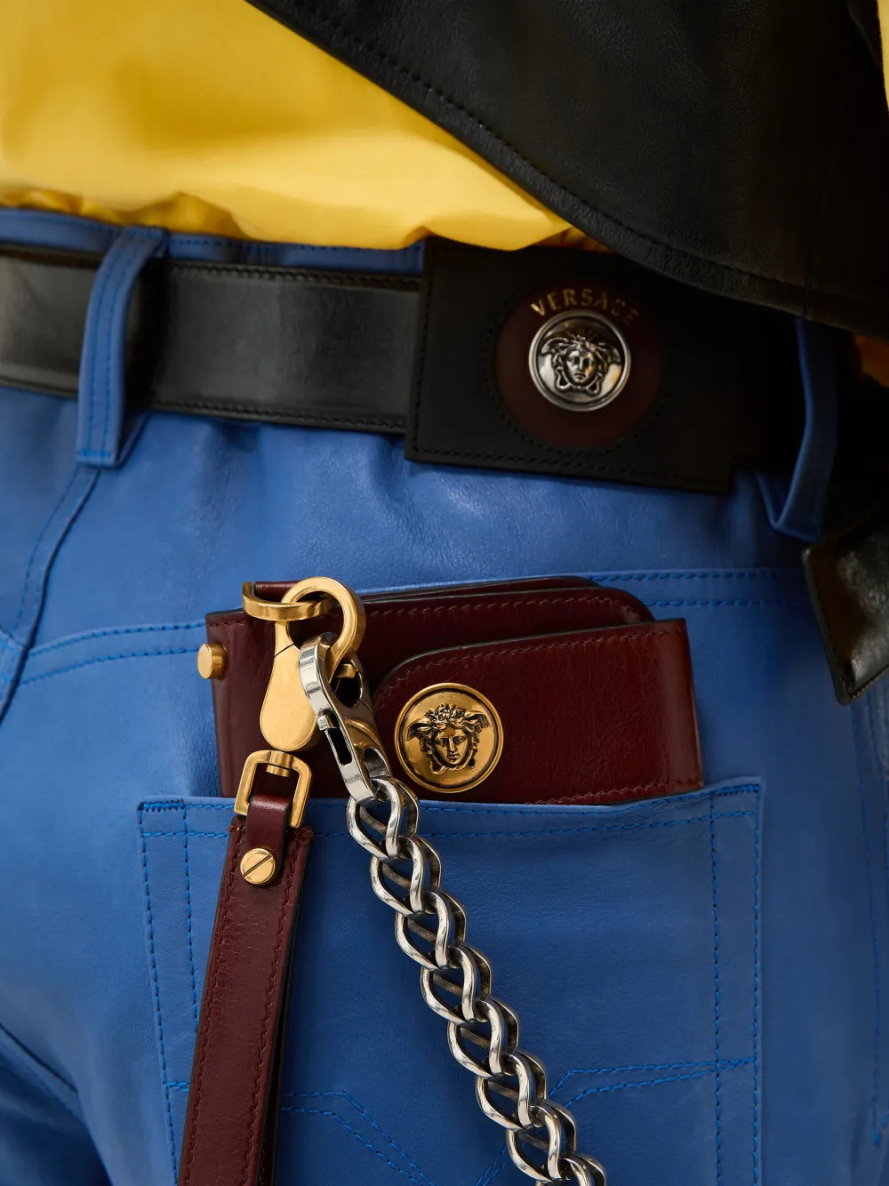 Versace Emblème lange leren portemonnee Bruin