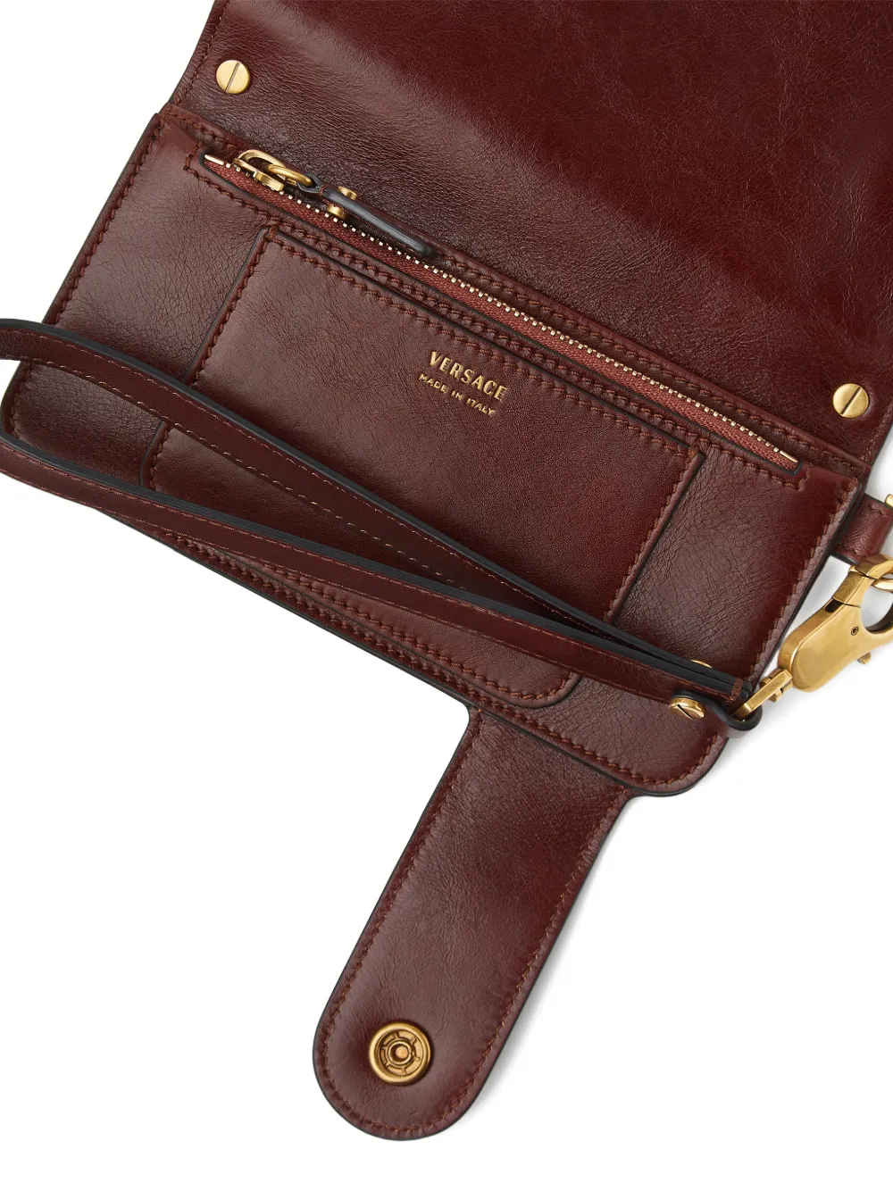  Versace Emblème Long Leather Wallet - Brown 