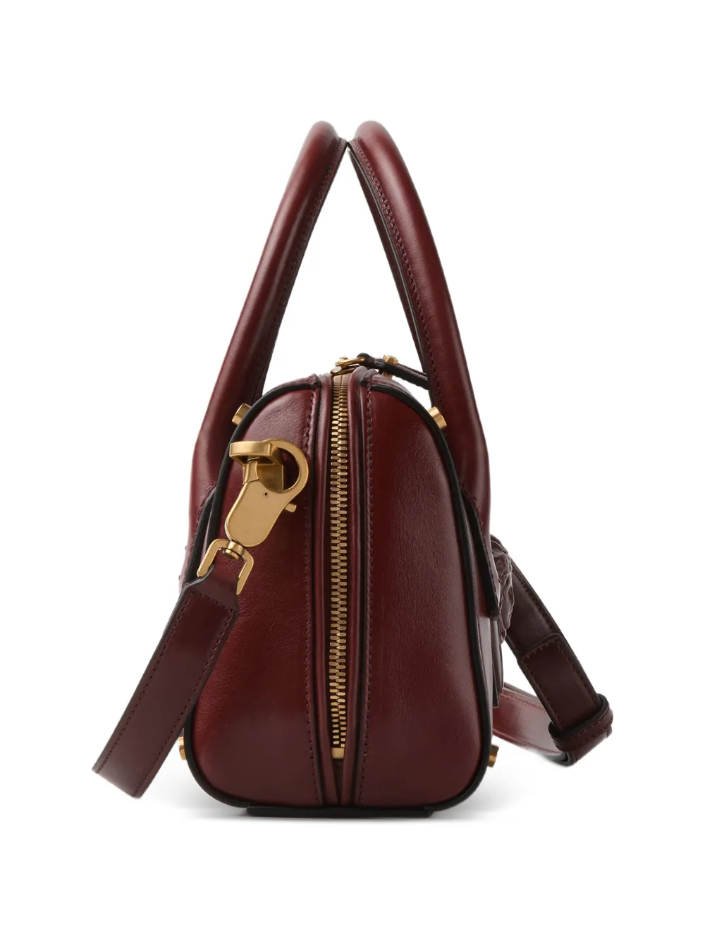Versace Kleine Roomy Boston leren tas Bruin