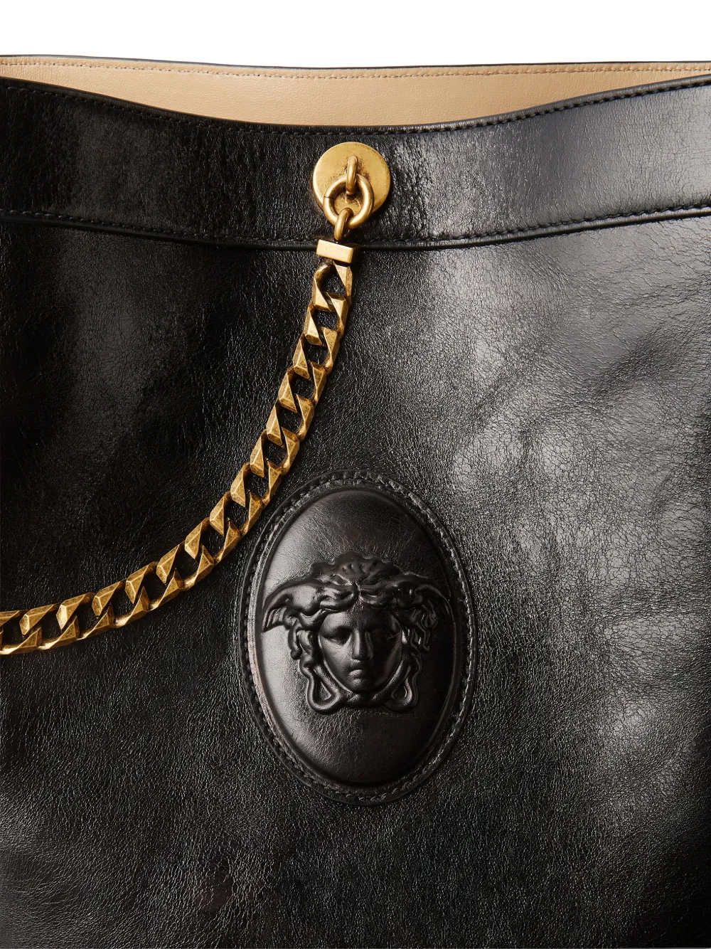 Versace Pivot kleine lederen bucket-tas Zwart