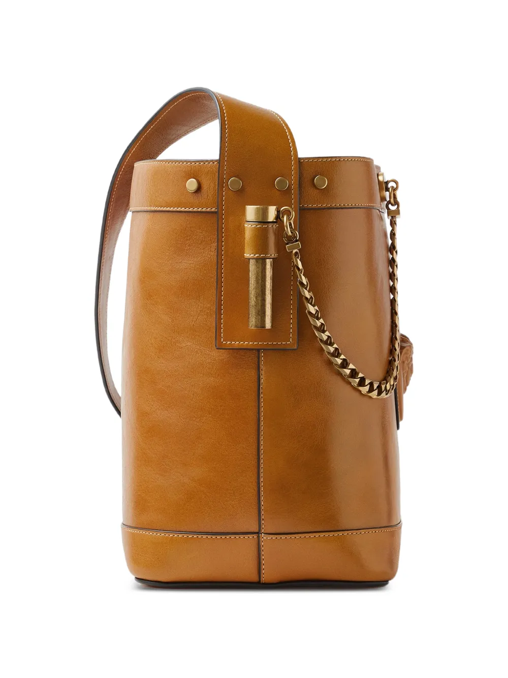 Versace Pivot kleine lederen bucket-tas Bruin