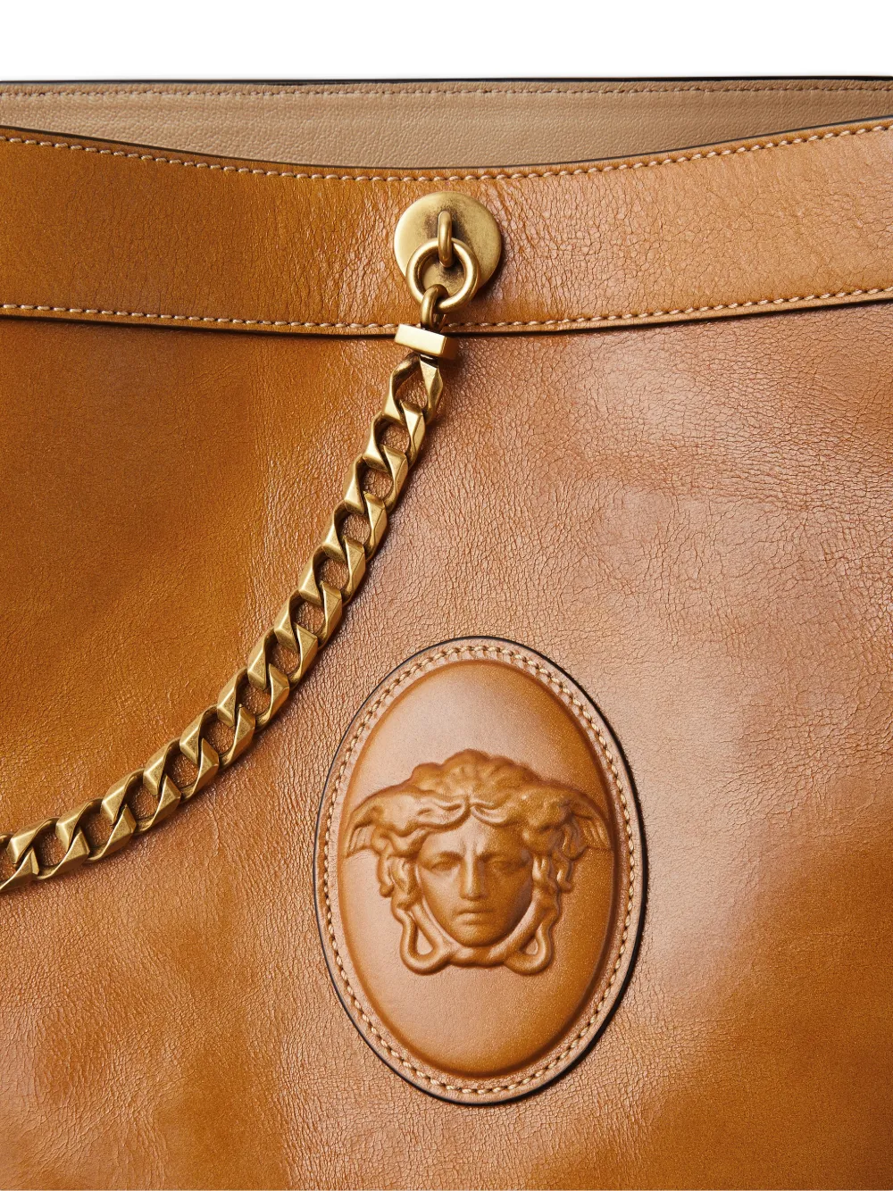 Versace Pivot kleine lederen bucket-tas Bruin