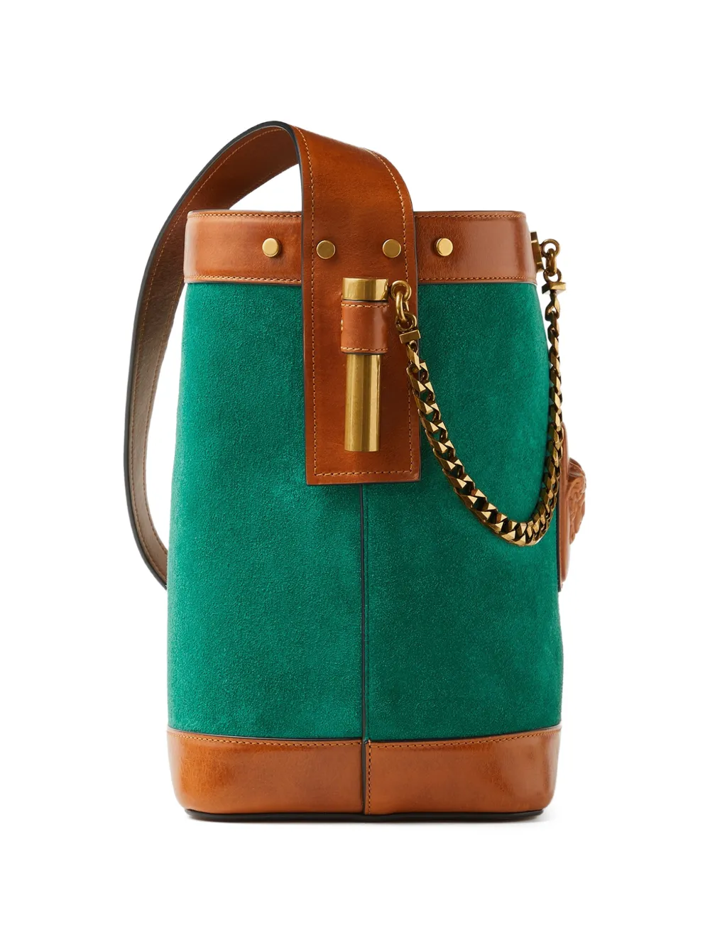 Versace Pivot kleine suède bucket-tas Groen
