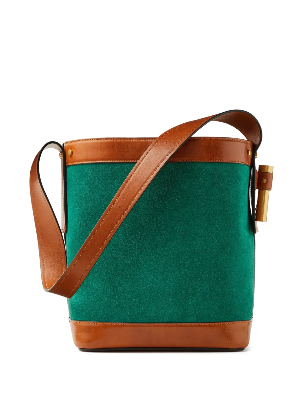 Versace Pivot kleine suède bucket-tas Groen