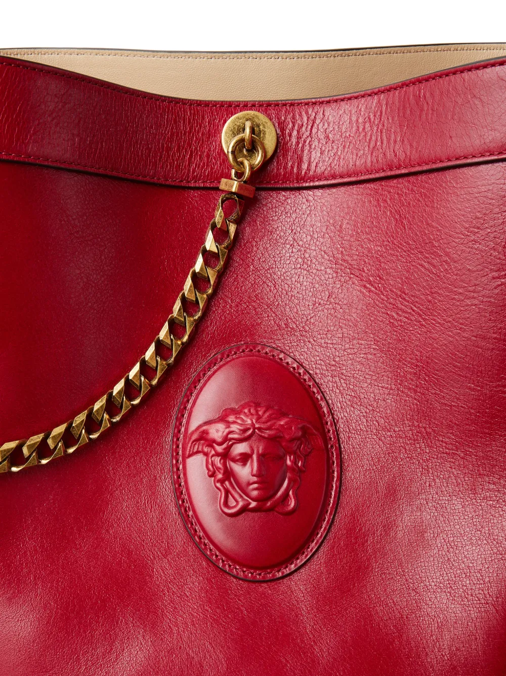 Versace Kleine Pivot leren bucket-tas Rood