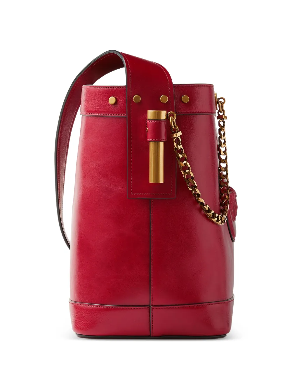 Versace Kleine Pivot leren bucket-tas Rood