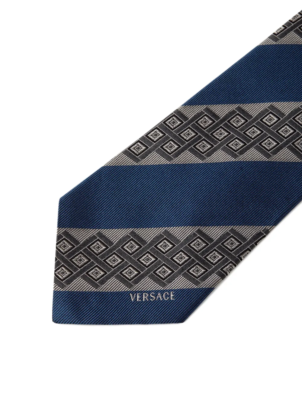  Versace Printed Jacquard Silk Tie - Blue 