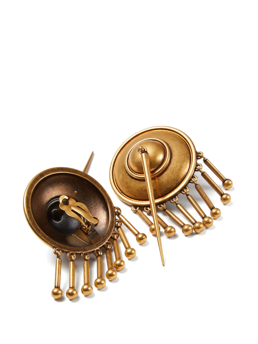  Versace Fringed Medallion Earrings - Gold 