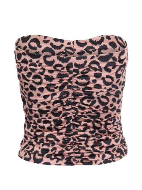 Essentiel Antwerp gathered animal-print top