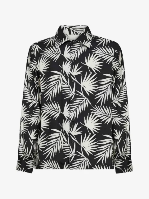 Laneus Hemd mit Blatt-Print