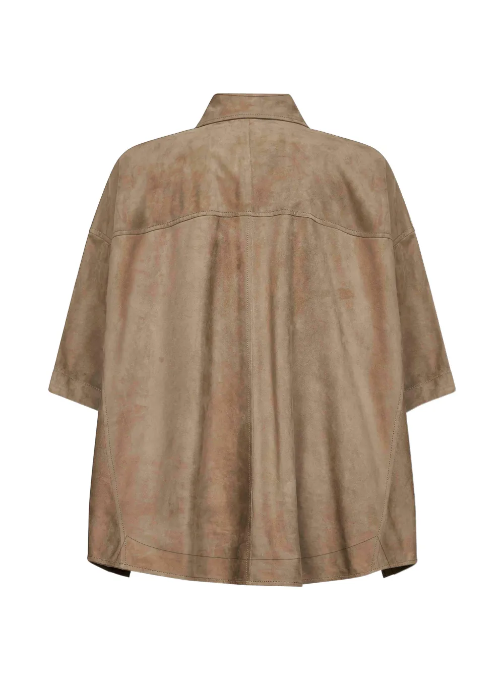  Brunello Cucinelli Patch-pockets Leather Shirt - Brown 