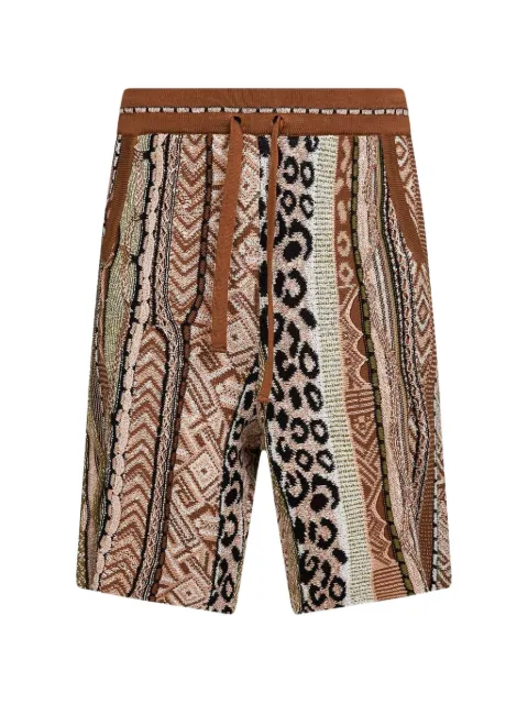 Laneus patterned drawstring shorts